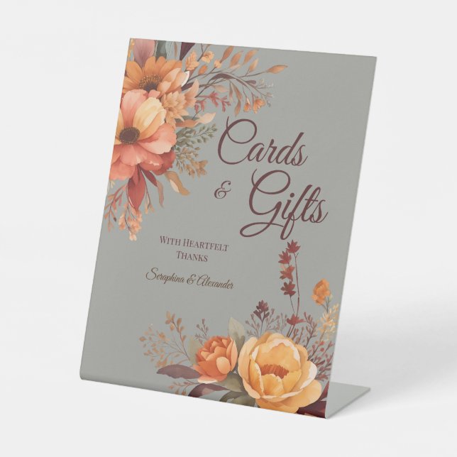 Fall Wasserfarbe Rustikale Blumentablette Sockelschild (Vorderseite)