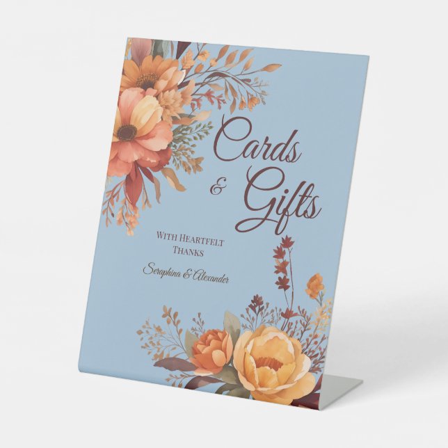 Fall Wasserfarbe Rustikale Blumentablette Sockelschild (Vorderseite)