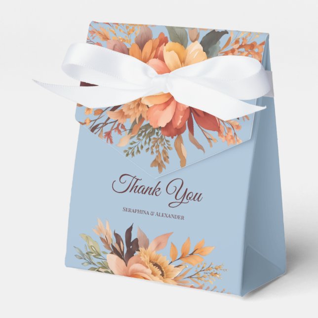 Fall Wasserfarbe Rustikale Flora Danke Hochzeit Geschenkschachtel (Vorderseite)