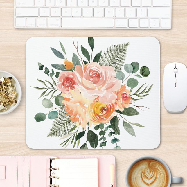 Fall Wasserfarbe Rustikale Pfirsichfarben Blume Bo Mousepad (In situ office desk)