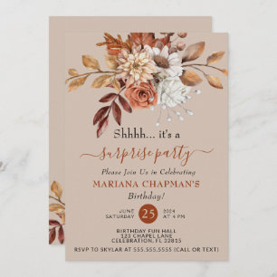 Fall Wasserfarbe Taupe Überraschung Party Einladung