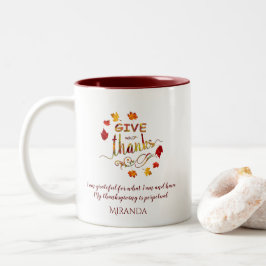 Fall-Wasserfarben-Blätter dank Monogram Zweifarbige Tasse