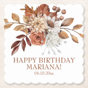 Fall Wasserfarbenflora der White Birthday Party Untersetzer