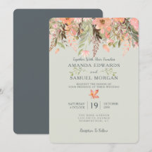 Fall Wasserfarbenpfirsich und Einladung zur Grünen