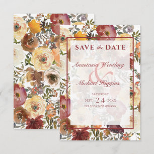 Fall Watercolor Bouquets Hochzeit Save The Date