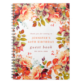 Fall Watercolor Floral 60. Geburtstag Gästebuch Notizblock