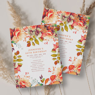 Fall Watercolor Floral 80. Geburtstag Programm