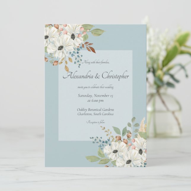 Fall Watercolor Floral Bouquet Einladung (Stehend Vorderseite)