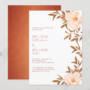 Fall Watercolor Floral Elfenbeinhochzeit Einladung