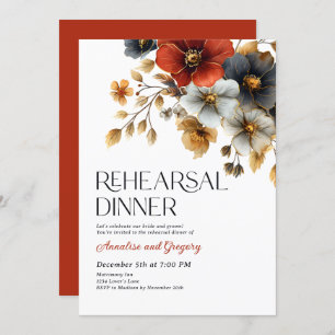 Fall Watercolor Florals Probe Dinner Einladung