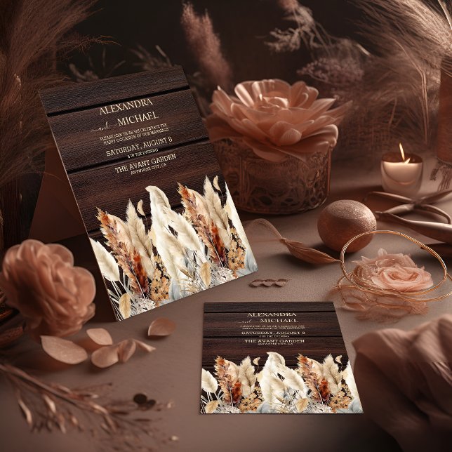 Fall Watercolor Pampas Grass Wedding Einladung (Von Creator hochgeladen)