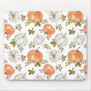 Fall Watercolor Pumpkin Pattern Mousepad