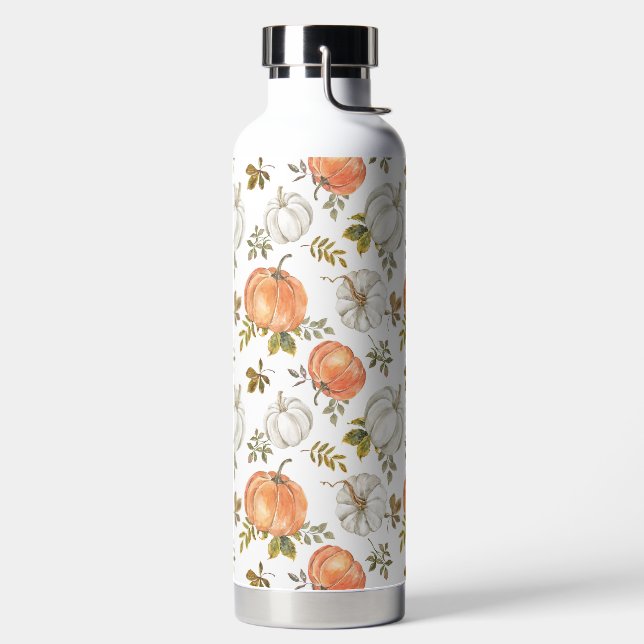 Fall Watercolor Pumpkin Pattern Trinkflasche (links)