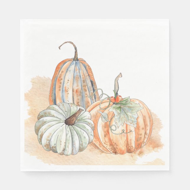 Fall Watercolor Pumpkins Erntedank Serviette (Vorderseite)