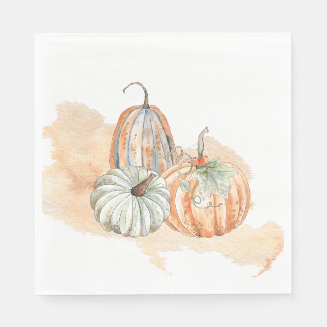 Fall Watercolor Pumpkins Serviette (Vorderseite)