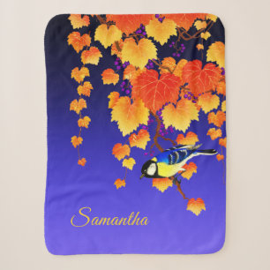 Fall Weintrauben Great Tit Bird Orange Blätter Bla Sherpadecke