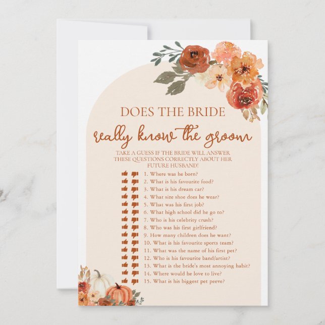 Fall Weiß die Braut wirklich das Spiel der Groom Einladung (Vorderseite)