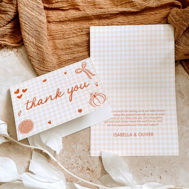 Fall Whimsical eine kleine Süsse Pie Baby Dusche Dankeskarte (Fall Whimsical A Little Cutie Pie Baby Shower Thank You Card)