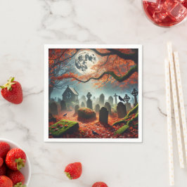 Fall Whimsigoth Misty Moonlight Friedhof Découpage Serviette