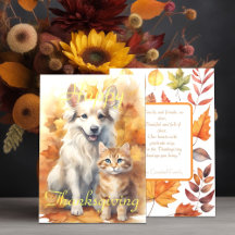 Fall White Collie Dog & Tabby Kitten Erntedank