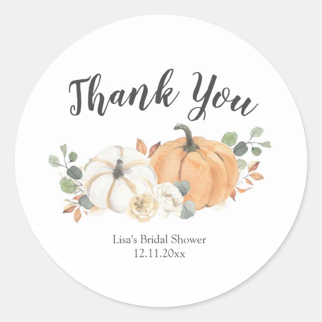 Fall White Floral Pumpkin Sticker (Vorderseite)
