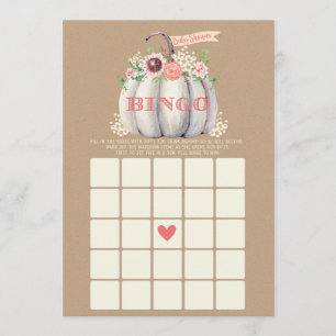 Fall White Pumpkin Baby Dusche Bingo Spiel Menükarte
