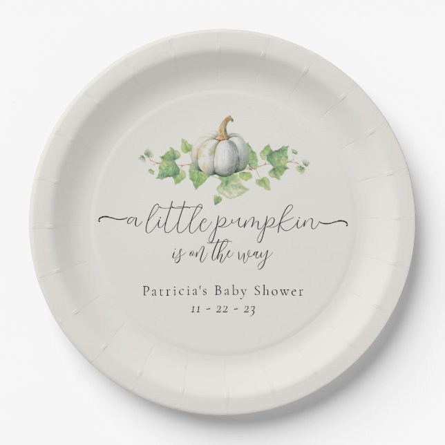 Fall White Pumpkin Baby Shooting Paper Teller (Vorderseite)