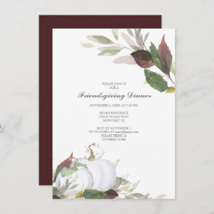 Fall WHITE PUMPKIN Freunde geben Abendessen Einladung