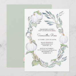 Fall WHITE PUMPKIN Grünpflanzen BABY Dusche Einladung