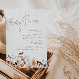 Fall Wild Blume Boho Kinderdusche Einladung