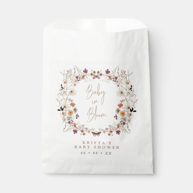 Fall Wild Blume Kranz Baby in Bloom Baby Dusche Geschenktütchen (Vorderseite)