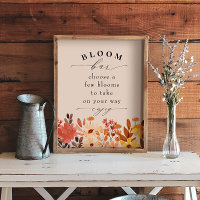 Fall-Wildblume Bloß oder Blume Bar Poster