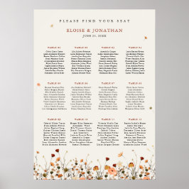 Fall Wildblume Garden Boho Hochzeitskarte Poster
