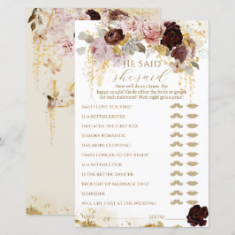 Fall Wildblume Gold Floral Brautparty Game