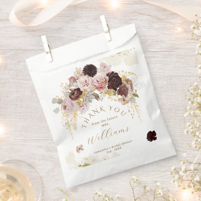 Fall Wildblume Gold Floral Brautparty Geschenktütchen (Ausgeschnitten)