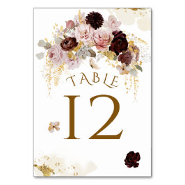 Fall Wildblume Gold Floral Brautparty Tischnummer