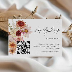 Fall-Wildblume-Hochzeitkarte Rsvp QR Karte