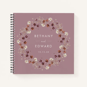 Fall Wildblume Mauve Wedding Gäestbook Notizbuch