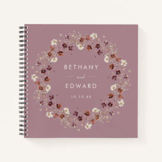 Fall Wildblume Mauve Wedding Gäestbook Notizbuch