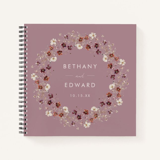 Fall Wildblume Mauve Wedding Gäestbook Notizbuch (Vorderseite)