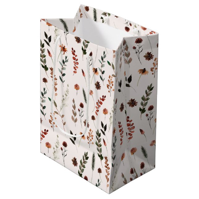 Fall-Wildblume Mittlere Geschenktüte (Vorderseite Schrägansicht)