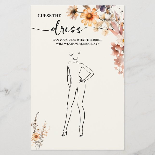 Fall Wildblume Raten Sie die Dress Shower Game Car Flyer (Vorne)