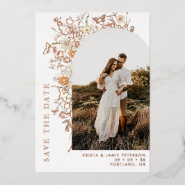 Fall Wildblumen Arch Foto Hochzeit Speichern Sie d Folieneinladung