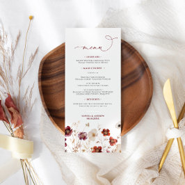 Fall-Wildblumen-Hochzeitmenü Menükarte