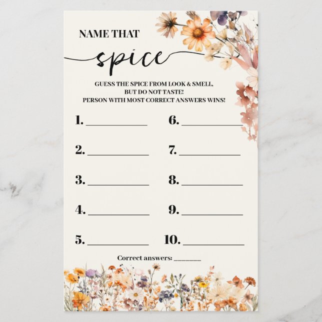 Fall-Wildblumen Name dieser SpitzShowspielkarte Flyer (Vorne)