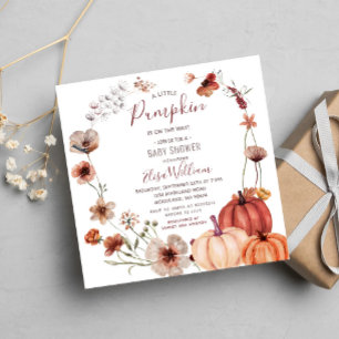 Fall Wildblumen Pumpkin ist auf dem Weg Babydusche Einladung