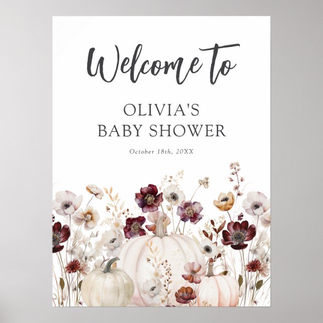 Fall Wildflower Baby Shower Welcome Sign Poster (Vorne)