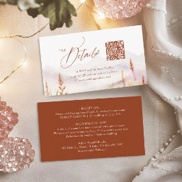 Fall Wildflower Mountain Rustic QR code Details Platzkarte