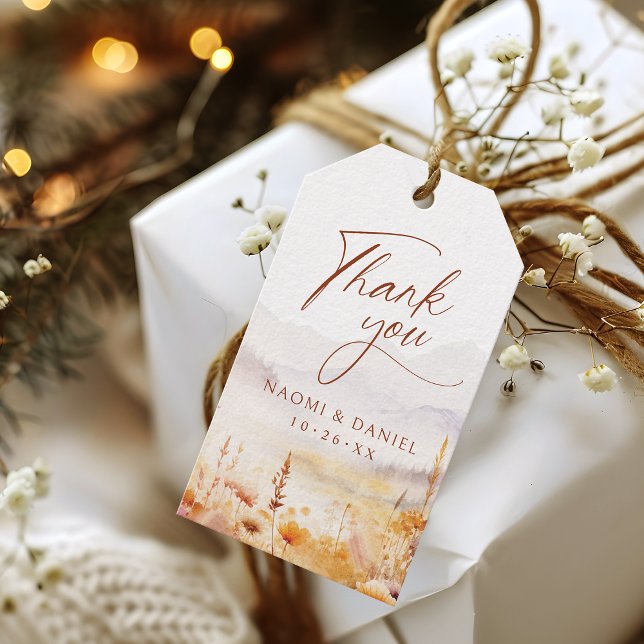 Fall Wildflower Mountain Rustic Thank You Favors Geschenkanhänger (Fall Wildflower Mountain Rustic Thank You Favors Gift Tags)