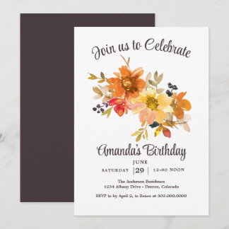 Fall Wildflowers Birthday Party Einladung